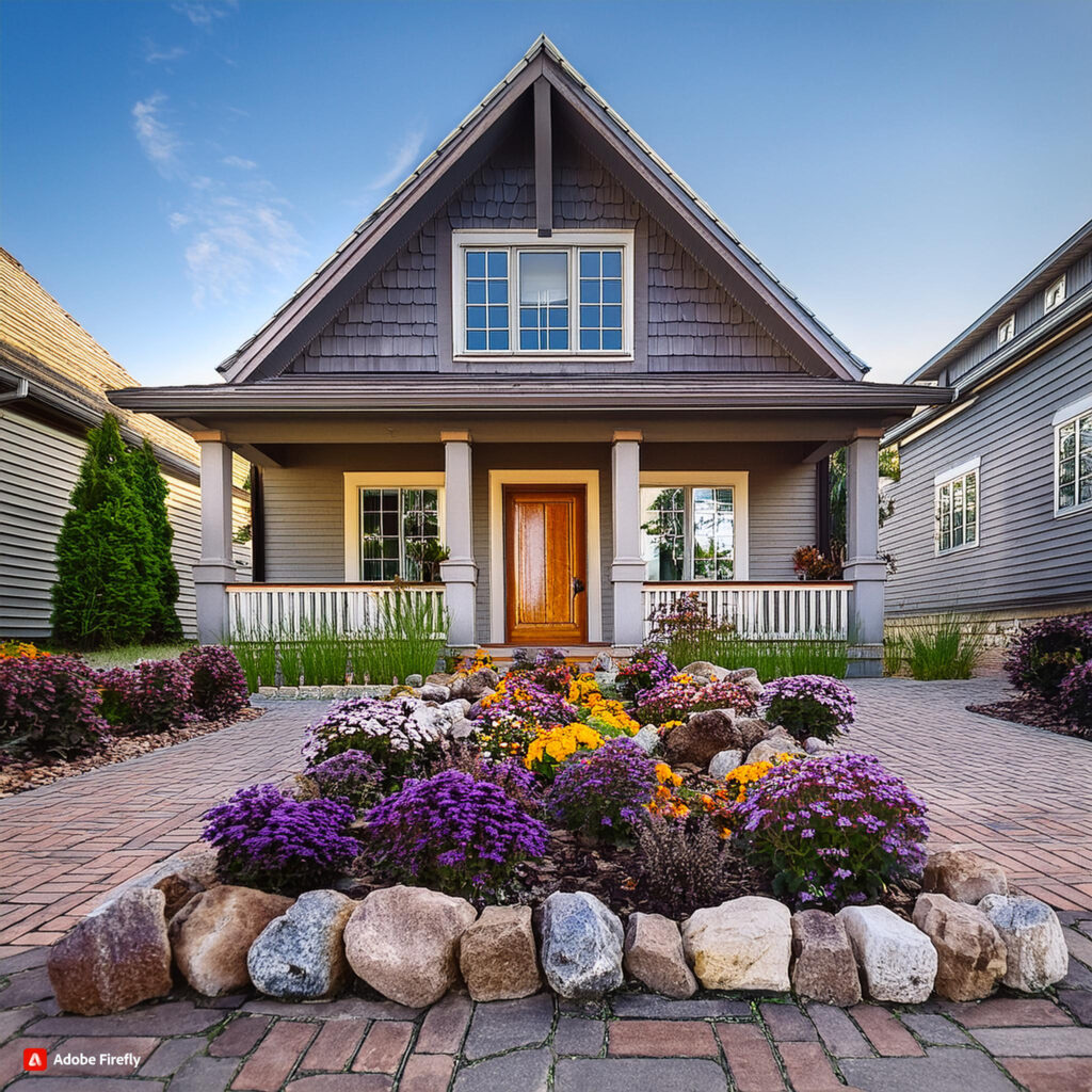 Flower beds for a front house landscaping